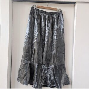 Just Thomas metallic silver midi skirt size L